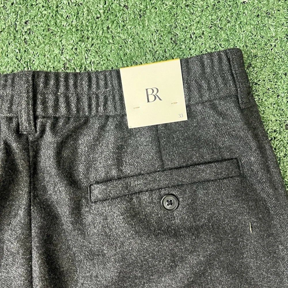 Banana Republic Elastic Waist Pants Mens 33 Charcoal Wool Alfa Fi Italy New
